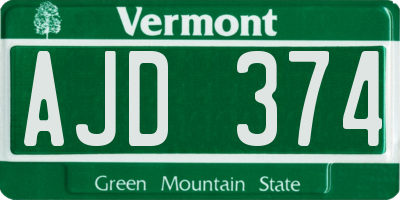 VT license plate AJD374