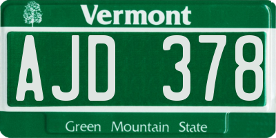 VT license plate AJD378