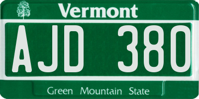 VT license plate AJD380