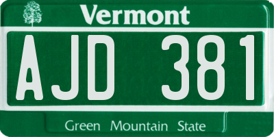 VT license plate AJD381