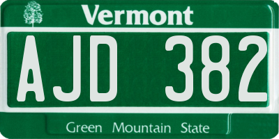 VT license plate AJD382