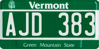 VT license plate AJD383