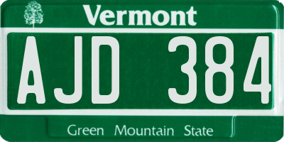 VT license plate AJD384