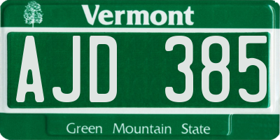 VT license plate AJD385