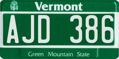 VT license plate AJD386