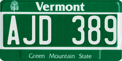 VT license plate AJD389