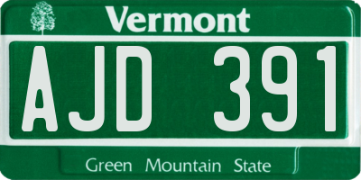 VT license plate AJD391