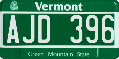 VT license plate AJD396
