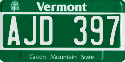 VT license plate AJD397