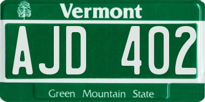 VT license plate AJD402