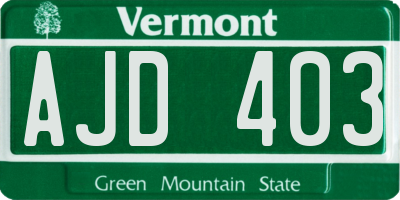 VT license plate AJD403