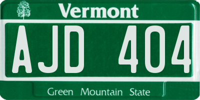 VT license plate AJD404