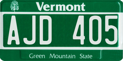 VT license plate AJD405