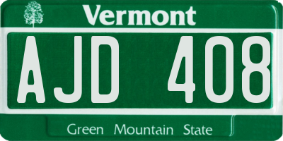 VT license plate AJD408
