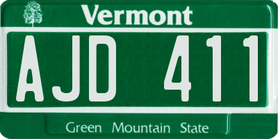 VT license plate AJD411