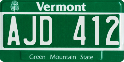 VT license plate AJD412