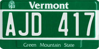 VT license plate AJD417
