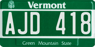 VT license plate AJD418