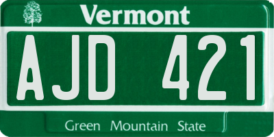 VT license plate AJD421