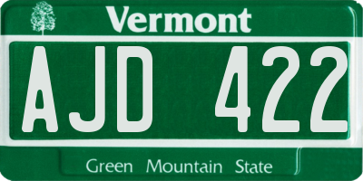 VT license plate AJD422