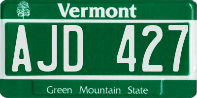VT license plate AJD427