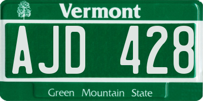 VT license plate AJD428