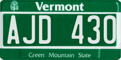 VT license plate AJD430