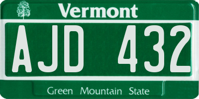 VT license plate AJD432