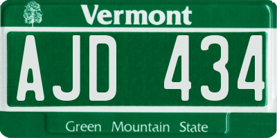 VT license plate AJD434