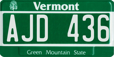 VT license plate AJD436