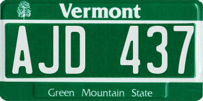 VT license plate AJD437