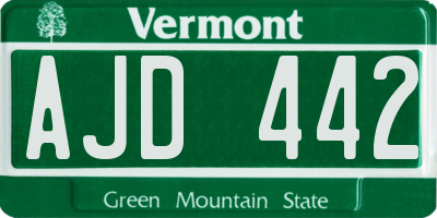 VT license plate AJD442