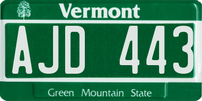 VT license plate AJD443