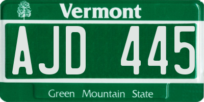 VT license plate AJD445