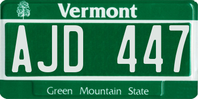 VT license plate AJD447