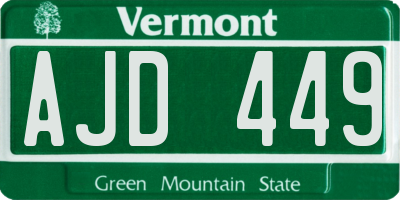 VT license plate AJD449