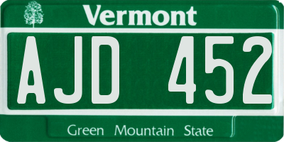 VT license plate AJD452