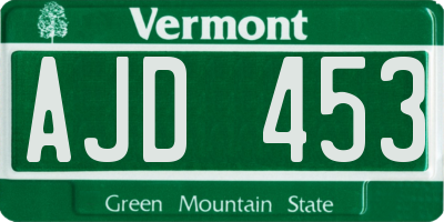 VT license plate AJD453