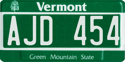 VT license plate AJD454