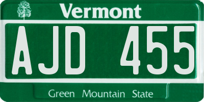 VT license plate AJD455