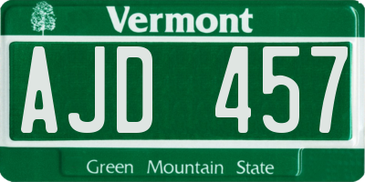 VT license plate AJD457