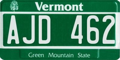 VT license plate AJD462