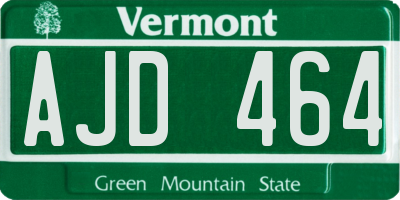 VT license plate AJD464