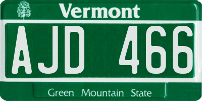 VT license plate AJD466