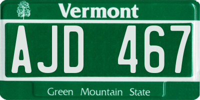 VT license plate AJD467