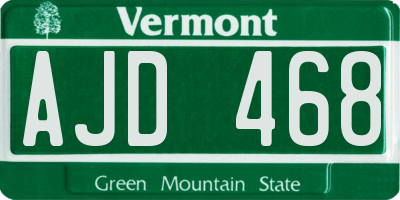 VT license plate AJD468
