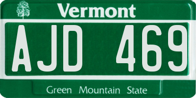 VT license plate AJD469