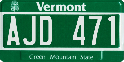 VT license plate AJD471