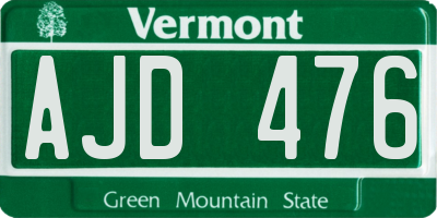 VT license plate AJD476