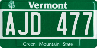 VT license plate AJD477